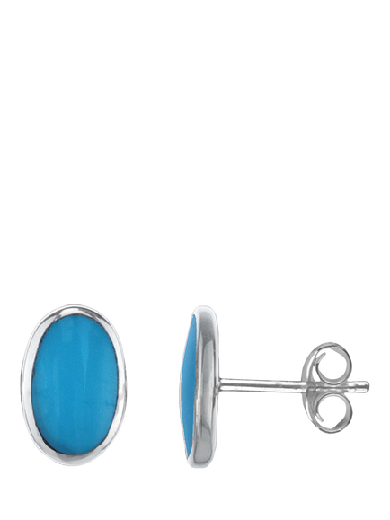 Nina B Oval Stud Earrings, Blue Turquoise/Silver, Blue Turquoise/Silver
