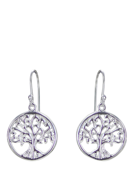 Nina B Tree of Life Drop Earrings, Silver, Silver