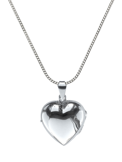 Nina B Sterling Silver Heart Locket Chain Necklace, Silver