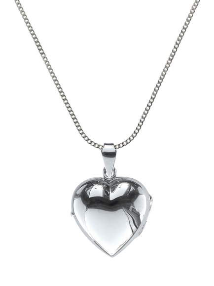 Nina B Sterling Silver Heart Locket Chain Necklace, Silver