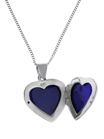 Nina B Sterling Silver Heart Locket Chain Necklace - view 2, Silver