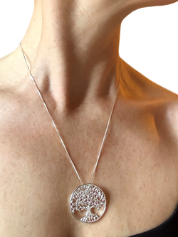 Nina B Tree of Life Pendant Necklace, Silver - view 2, Silver