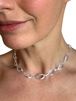 Nina B Sterling Silver Ripple Link Necklace - view 2, Silver
