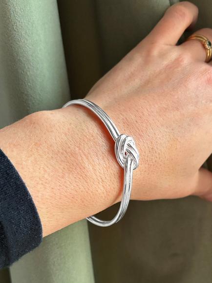 Nina B Sterling Silver Knot Bangle - view 2, Silver