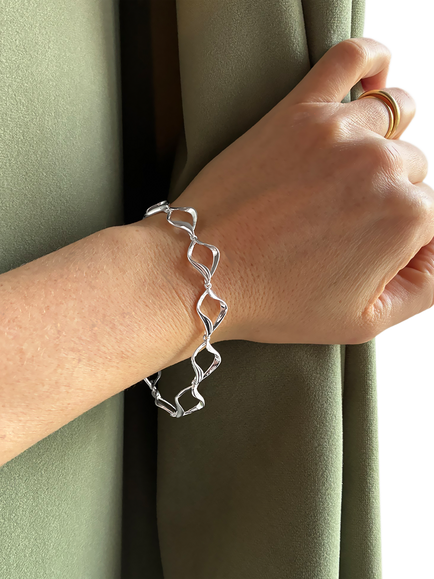 Nina B Sterling Silver Open Link Bracelet - view 2, Silver