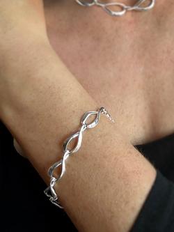 Nina B Sterling Silver Ripple Link Bracelet - view 2, Silver
