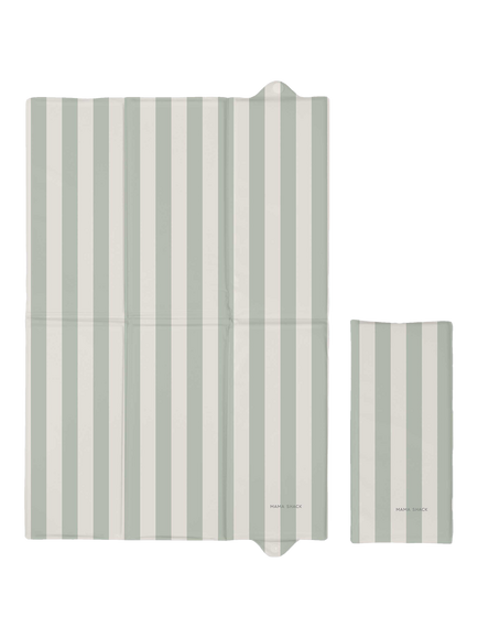 MAMA SHACK Foldable Travel Changing Mat, Stripe Sage, Stripe Sage