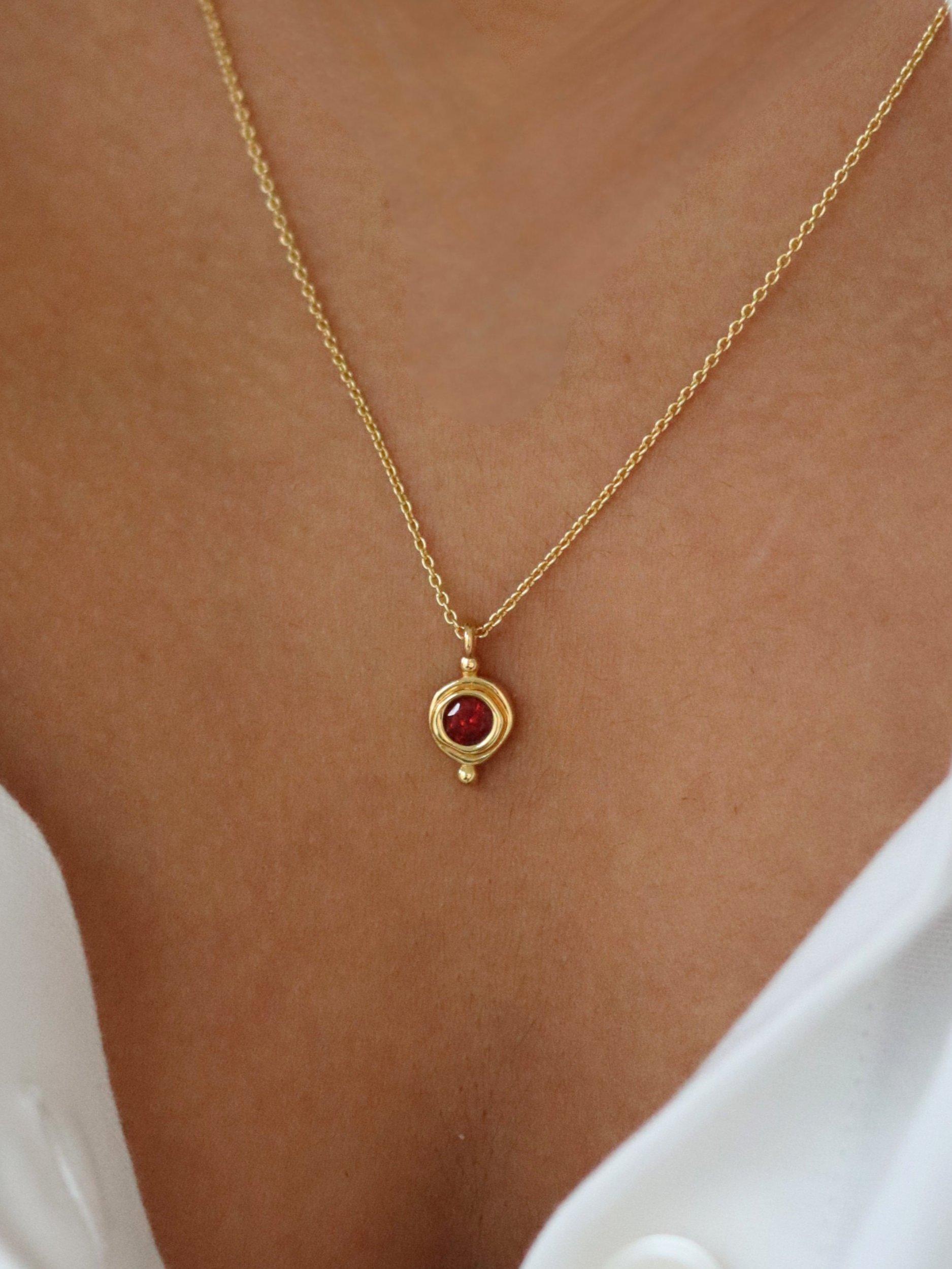 Product image 2 of 3, which shows Ottoman Hands January Birthstone Necklace