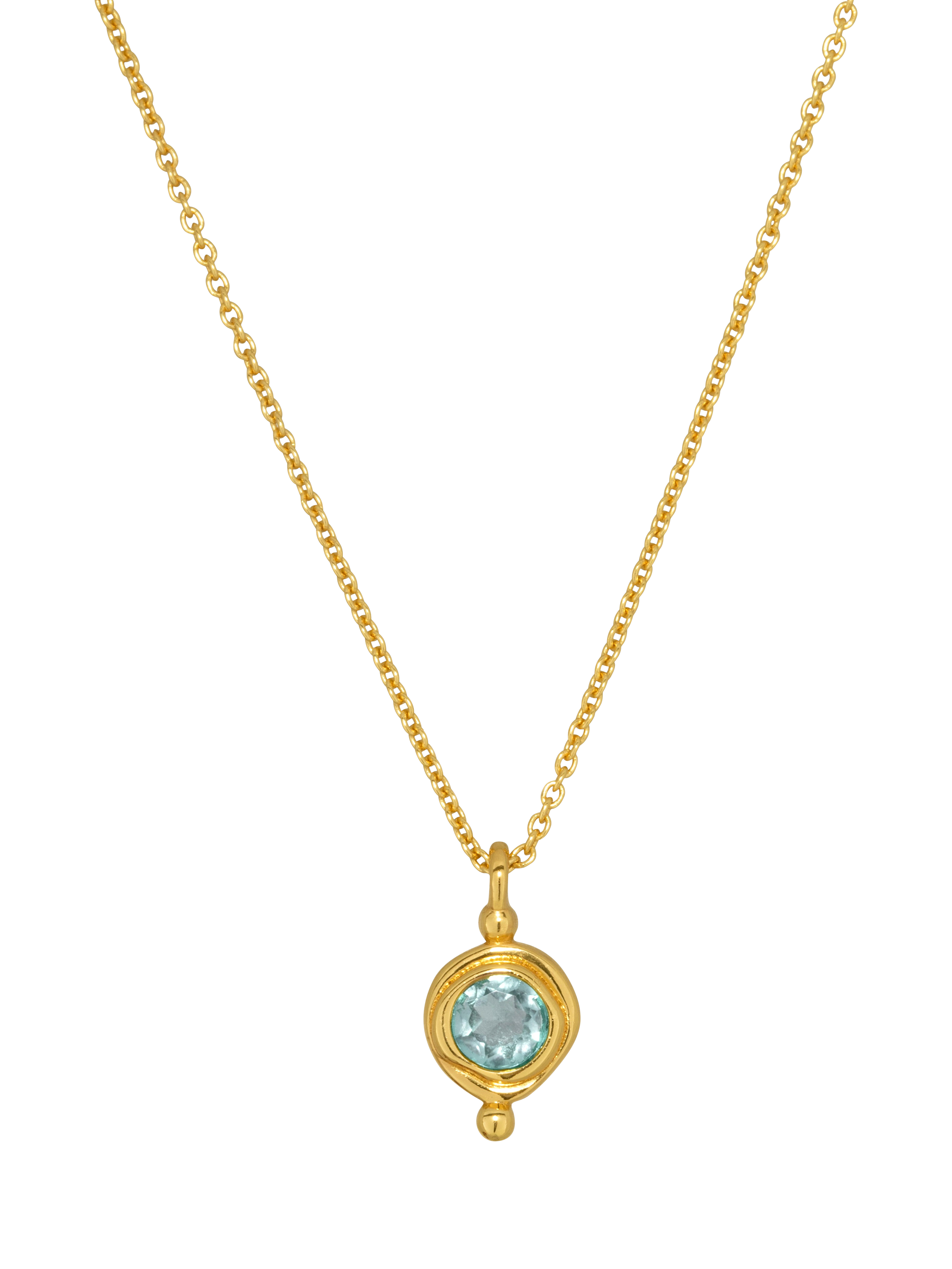 Product image 1 of 3, which shows Ottoman Hands March Birthstone Necklace, Gold