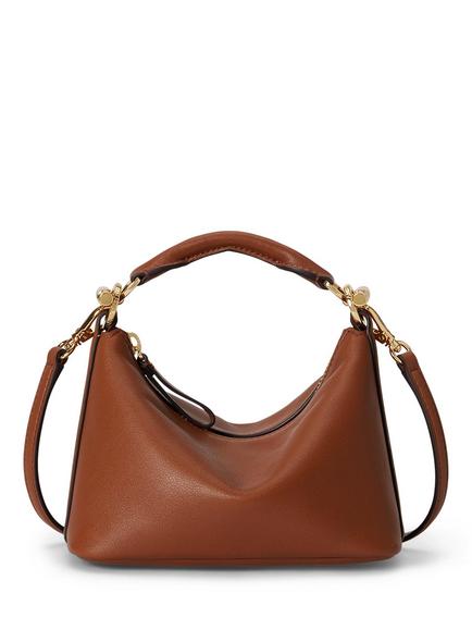 Lauren Ralph Lauren Blaike Mini Leather Shoulder Bag, Black, Lauren Tan