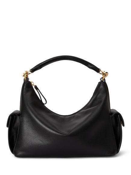 Lauren Ralph Lauren Small Blaike Leather Shoulder Bag, Black, Black
