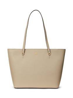 Lauren Ralph Lauren Karly Medium Leather Tote Bag, Birch Tan, Birch Tan