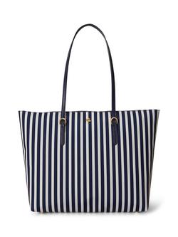 Lauren Ralph Lauren Keaton Medium Stripe Tote Bag, Refined Navy/White, Refined Navy/White