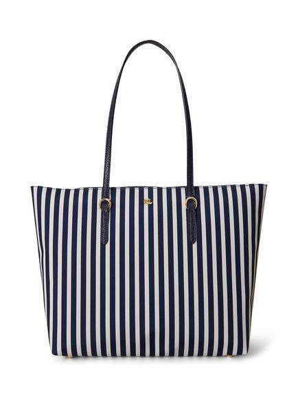 Lauren Ralph Lauren Keaton Medium Stripe Tote Bag, Refined Navy/White, Refined Navy/White