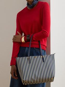Lauren Ralph Lauren Keaton Medium Stripe Tote Bag, Refined Navy/White - view 2, Refined Navy/White