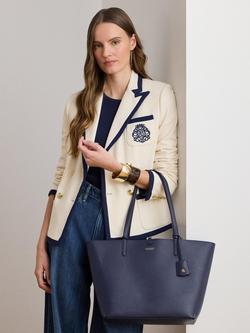 Lauren Ralph Lauren Reversible Tote Bag, White/Summer Paisley - view 2, Navy/Skinny Stripe