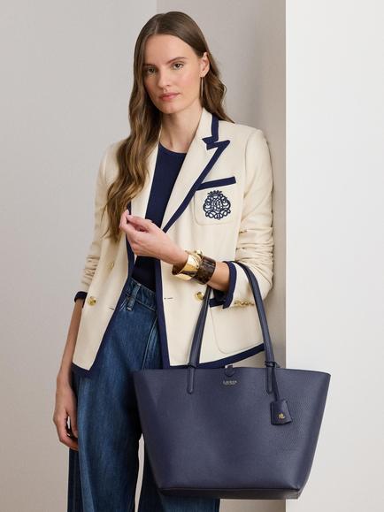 Lauren Ralph Lauren Reversible Tote Bag, White/Summer Paisley - view 2, Navy/Skinny Stripe