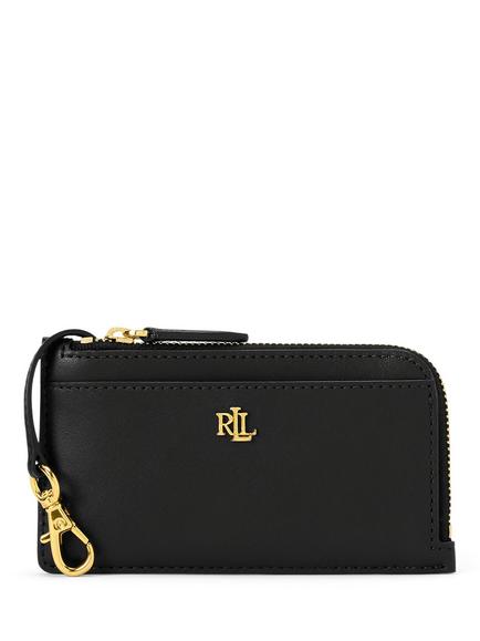 Lauren Ralph Lauren Leather Zip Card Holder, Lauren Tan, Black