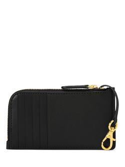 Lauren Ralph Lauren Leather Zip Card Holder, Lauren Tan - view 2, Black