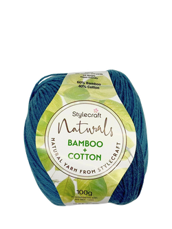Stylecraft Naturals Bamboo+Cotton Knitting and Crochet Yarn, 100g - view 2, Deep Sea