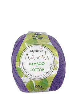 Stylecraft Naturals Bamboo+Cotton Knitting and Crochet Yarn, 100g - view 2, Lavender