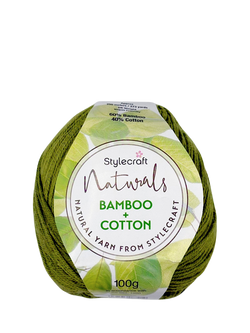 Stylecraft Naturals Bamboo+Cotton Knitting and Crochet Yarn, 100g - view 2, Moss