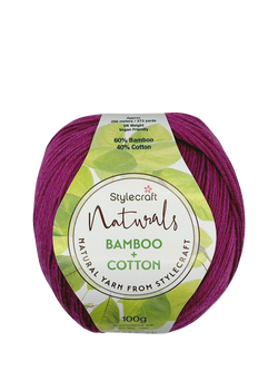 Stylecraft Naturals Bamboo+Cotton Knitting and Crochet Yarn, 100g - view 2, Mulberry