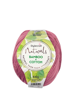 Stylecraft Naturals Bamboo+Cotton Knitting and Crochet Yarn, 100g - view 2, Rose