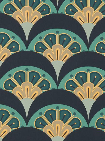 Liberty London Deco Scallop Wallpaper, Jade