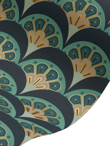 Liberty London Deco Scallop Wallpaper - view 2, Jade
