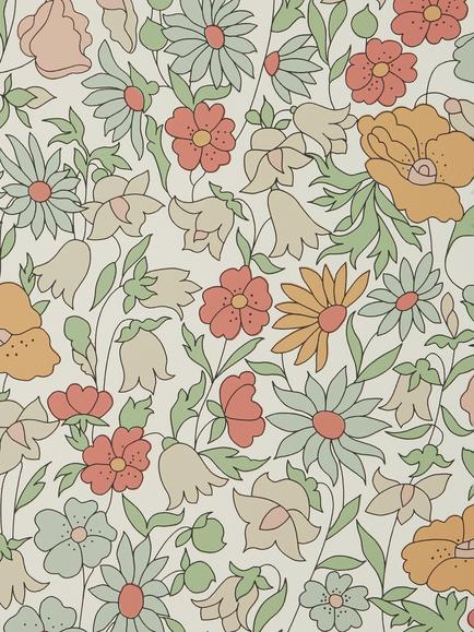 Liberty London Poppy Meadow Wallpaper, Lichen