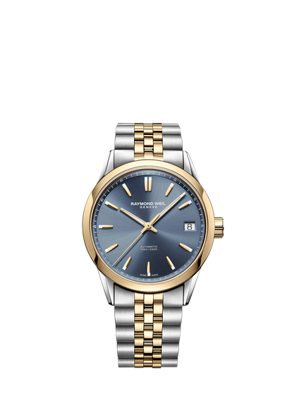 Raymond Weil Men's Freelancer Date 40 Calibre RW4420 Automatic Two Tone Stainless Steel Bracelet Strap Watch, Blue/Multi