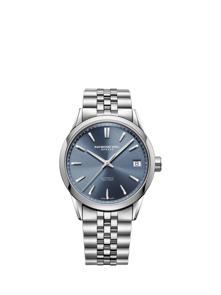 Raymond Weil Men's Freelancer Date 40 Calibre RW4420 Automatic Stainless Steel Bracelet Strap Watch, Silver/Blue