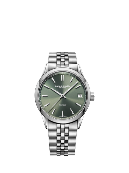 Raymond Weil Men's Freelancer Date 40 Calibre RW4420 Automatic Stainless Steel Bracelet Strap Watch, Silver/Green