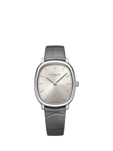 Raymond Weil Men's Toccata Heritage 38 Calibre RW4100 Mechanical Stainless Steel Leather Strap Watch, Grey/Silver