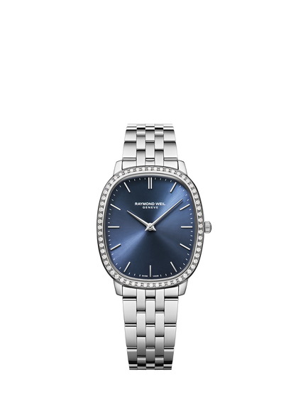 Raymond Weil Women's Toccata Heritage 36 Quartz Stainless Steel Bracelet Strap Watch, Silver/Blue