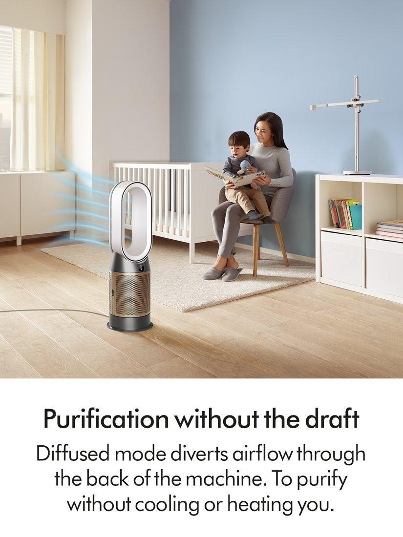 Dyson Purifier Hot+Cool HP2 De-Nox Purifying Fan Heater, White/Gold