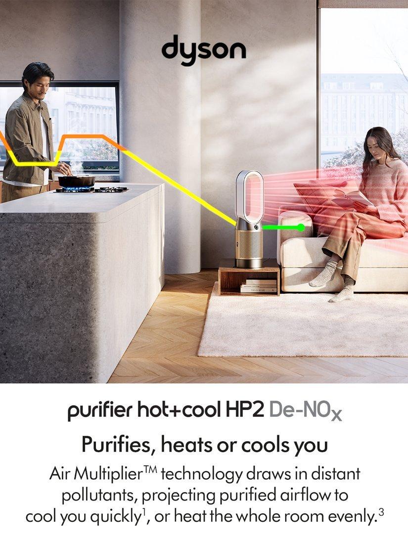 Dyson Purifier Hot+Cool HP2 De-Nox Purifying Fan Heater, White/Gold