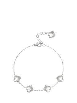 Simply Silver Crystal Clover Bracelet, Sterling Silver Plated Brass