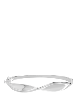 Simply Silver Polished Wave Bangle, Sterling Silver Plated Brass