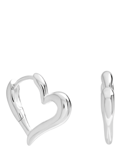 Simply Silver Polished Heart Hoop Earrings, Sterling Silver Plated Brass