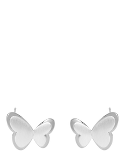 Simply Silver Satin Butterfly Earrings, Silver