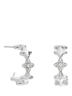 Simply Silver Celestial Star Hoop Earrings, Sterling Silver Plated Brass