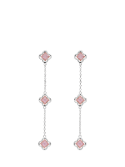 Simply Silver Rose  Fine Triple Clover Drop Earrings, Sterling Silver Plated Brass