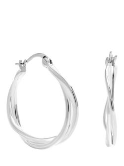 Simply Silver Polished Twist Hoop Earrings, Silver