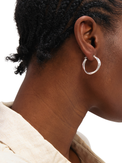Simply Silver Polished Twist Hoop Earrings - view 2, Silver