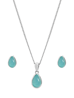Simply Silver Turquoise Pear Drop Jewellery Set, Silver