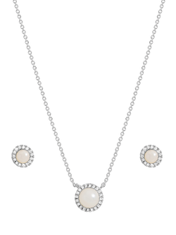 Simply Silver Pearl Halo Jewellery Set, Silver