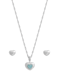 Simply Silver Satin Heart Jewellery Set, Sterling Silver Plated Brass