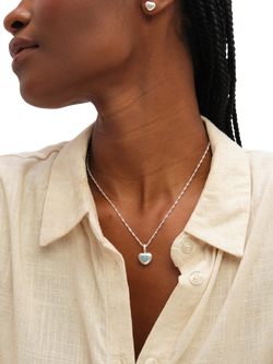 Simply Silver Satin Heart Jewellery Set - view 2, Sterling Silver Plated Brass